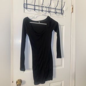 Mini long sleeve black dress